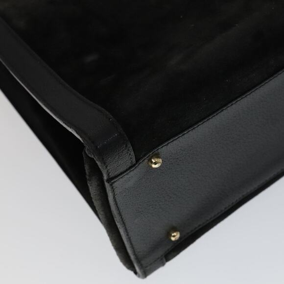 GUCCI Bamboo Hand Bag Leather Suede Black Gold 002 1186 002 1186 - Picture 13 of 16